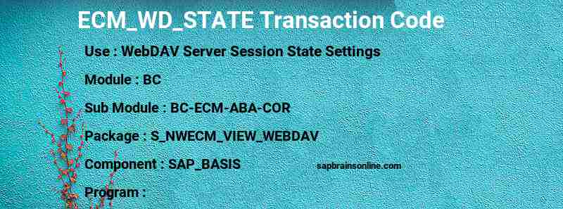 SAP ECM_WD_STATE transaction code