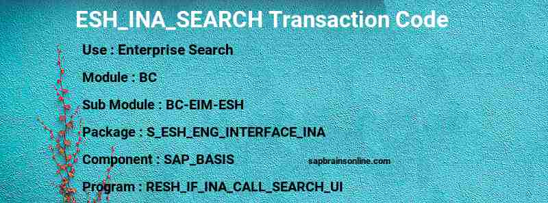 SAP ESH_INA_SEARCH transaction code