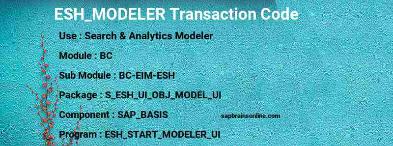 SAP ESH_MODELER transaction code