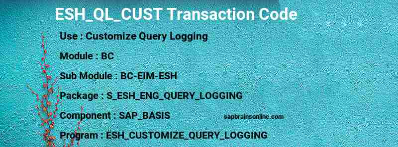 SAP ESH_QL_CUST transaction code