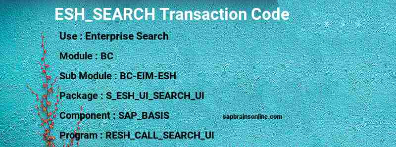 SAP ESH_SEARCH transaction code