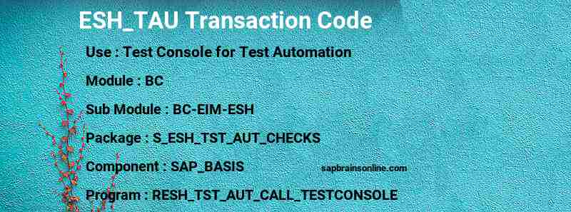 SAP ESH_TAU transaction code