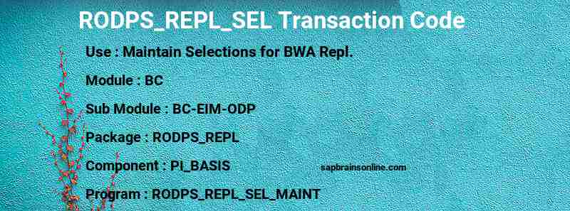 SAP RODPS_REPL_SEL transaction code
