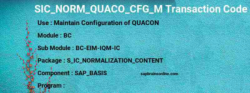 SAP SIC_NORM_QUACO_CFG_M transaction code