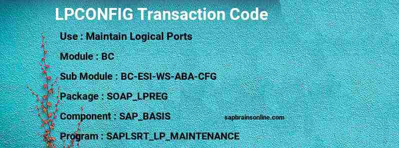 SAP LPCONFIG transaction code