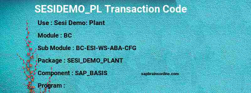 SAP SESIDEMO_PL transaction code