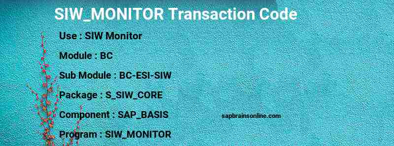 SAP SIW_MONITOR transaction code
