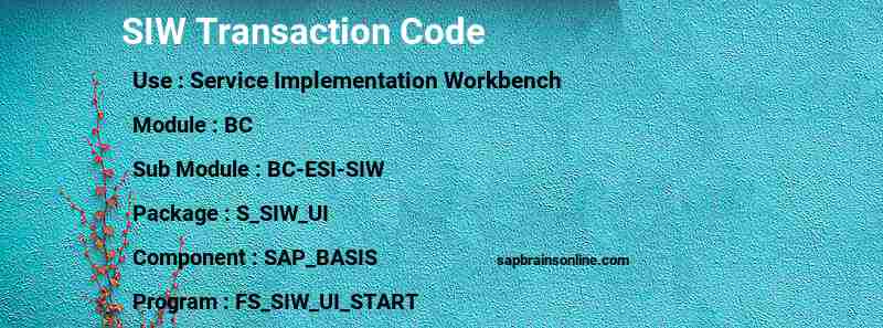 SAP SIW transaction code