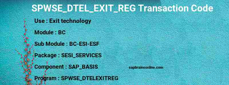 SAP SPWSE_DTEL_EXIT_REG transaction code