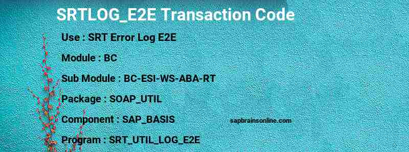 SAP SRTLOG_E2E transaction code