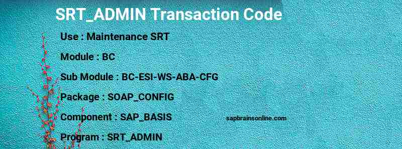 SAP SRT_ADMIN transaction code