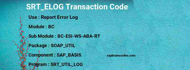 SAP SRT_ELOG transaction code