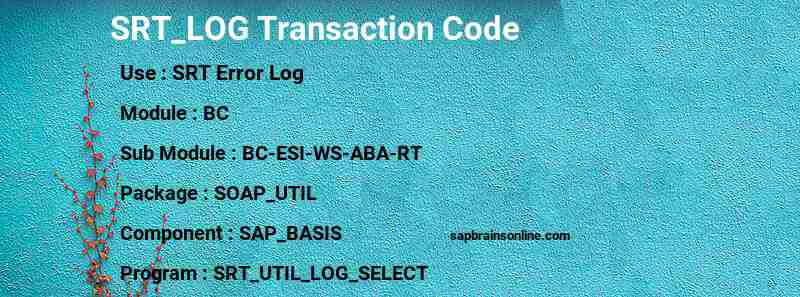 SAP SRT_LOG transaction code