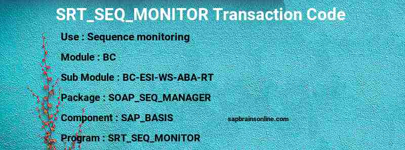 SAP SRT_SEQ_MONITOR transaction code