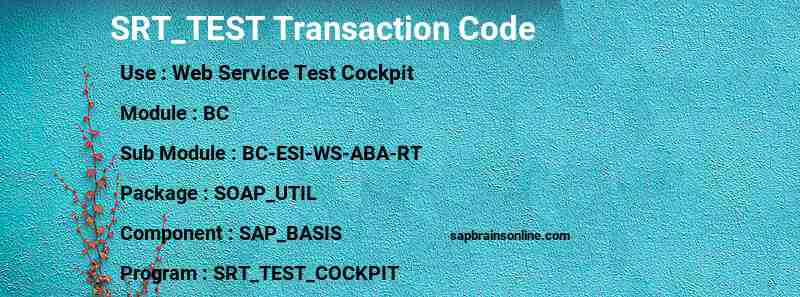 SAP SRT_TEST transaction code