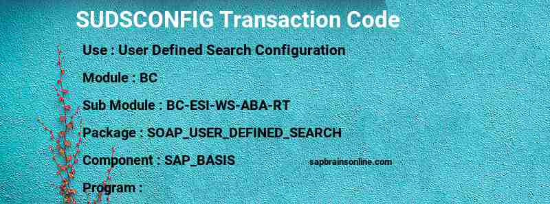 SAP SUDSCONFIG transaction code