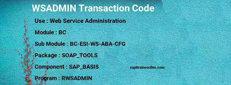 SAP WSADMIN transaction code
