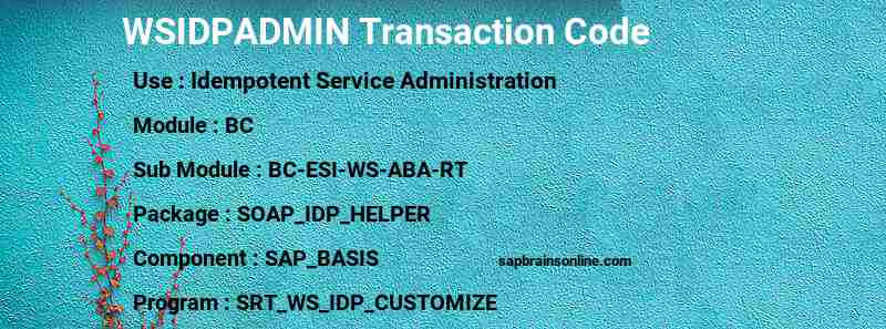 SAP WSIDPADMIN transaction code
