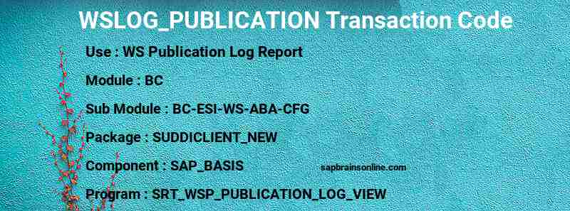 SAP WSLOG_PUBLICATION transaction code