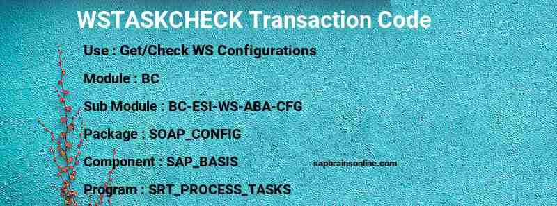 SAP WSTASKCHECK transaction code