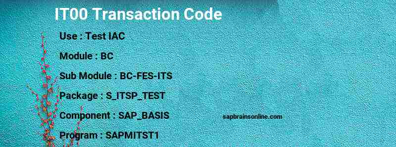 SAP IT00 transaction code
