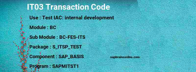 SAP IT03 transaction code