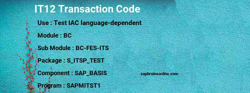 SAP IT12 transaction code