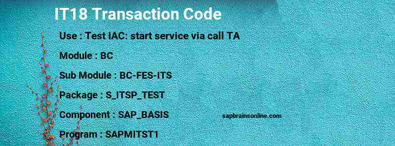 SAP IT18 transaction code