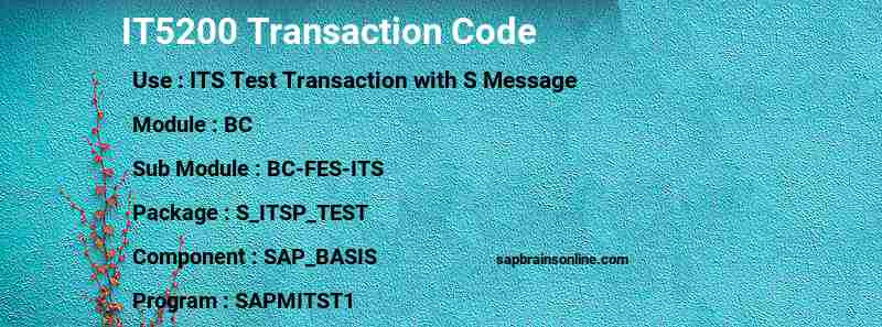 SAP IT5200 transaction code