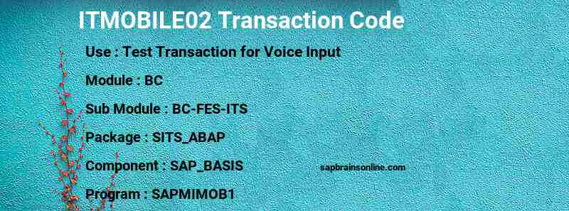 SAP ITMOBILE02 transaction code