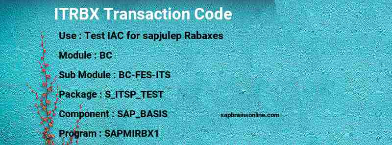 SAP ITRBX transaction code