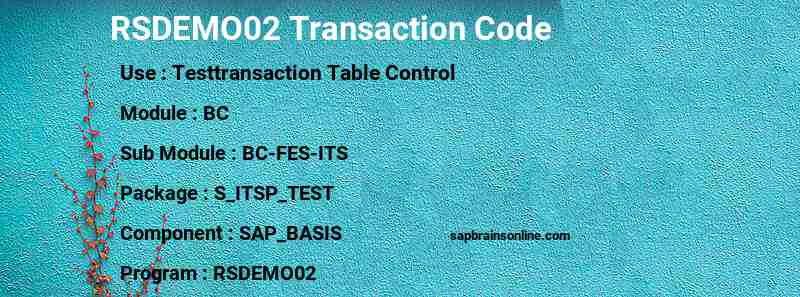 SAP RSDEMO02 transaction code