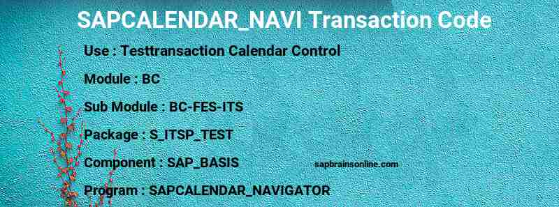 SAP SAPCALENDAR_NAVI transaction code