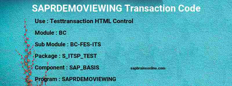 SAP SAPRDEMOVIEWING transaction code