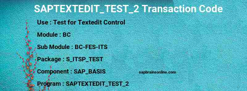 SAP SAPTEXTEDIT_TEST_2 transaction code