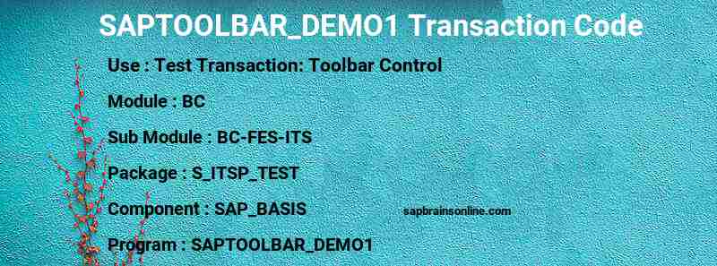 SAP SAPTOOLBAR_DEMO1 transaction code