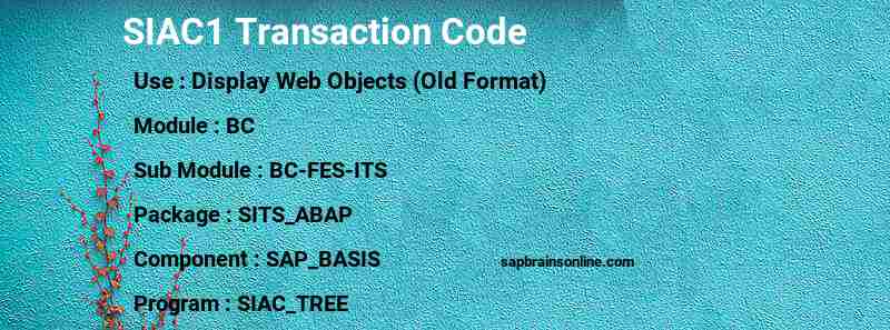 SAP SIAC1 transaction code