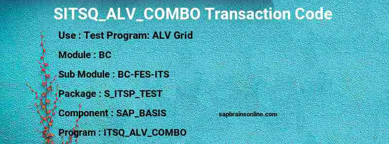 SAP SITSQ_ALV_COMBO transaction code