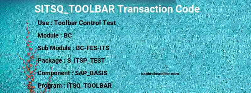SAP SITSQ_TOOLBAR transaction code