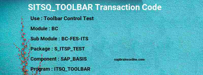 SAP SITSQ_TOOLBAR transaction code