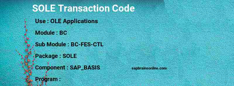 SAP SOLE transaction code