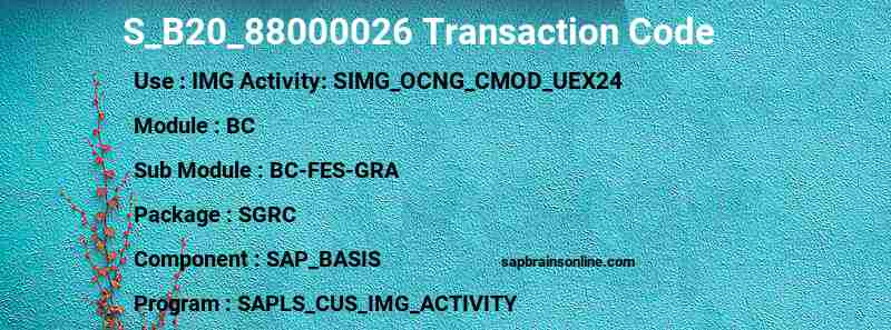 SAP S_B20_88000026 transaction code