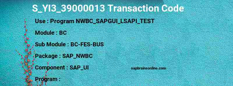 SAP S_YI3_39000013 transaction code
