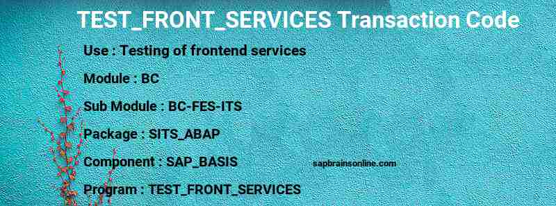 SAP TEST_FRONT_SERVICES transaction code