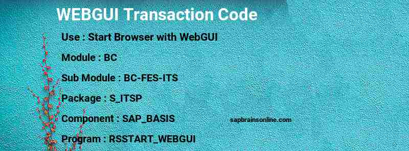 SAP WEBGUI transaction code