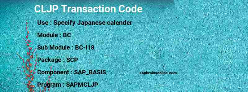 SAP CLJP transaction code
