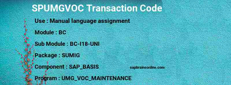 SAP SPUMGVOC transaction code