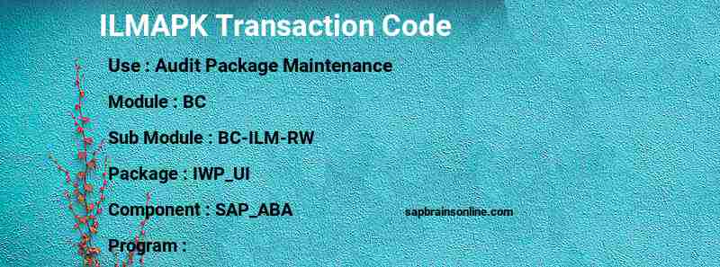 SAP ILMAPK transaction code