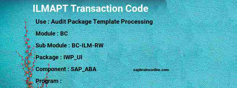 SAP ILMAPT transaction code
