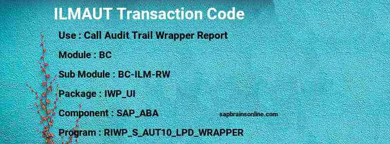 SAP ILMAUT transaction code